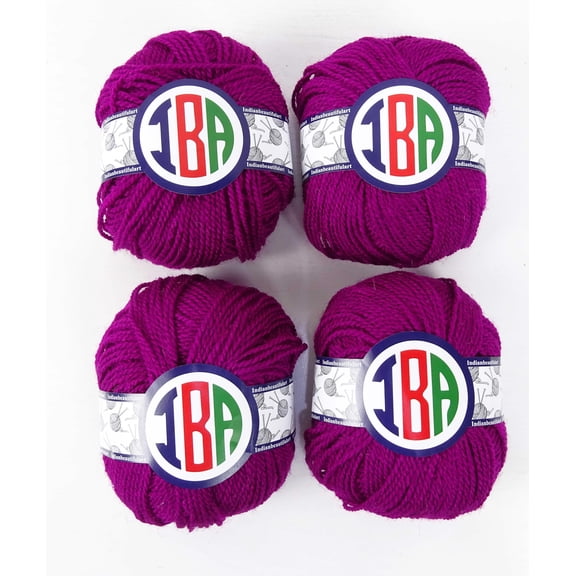 IBA Indianbeautifulart 2-ply Knitting Woolen Yarn Warm Soft & Lightweight Weaving Crochet Thread Hand Spinning Fiber Wool Yarn Pack of 4 (50g each) Purple