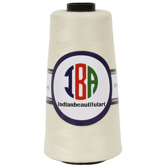 IBA Indianbeautifulart All-Purpose Sewing Thread 5000 Yard Spools 100% SpunPolyesterCone Connecting Serger Thread For DIY Crafts, Over Lock,Hand StitchingPack Of 1 (Off White)