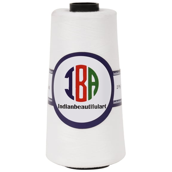 IBA Indianbeautifulart All-Purpose Sewing Thread 5000 Yard Spools 100% SpunPolyesterCone Connecting Serger Thread For DIY Crafts, Over Lock,Hand StitchingPack Of 1 (White)