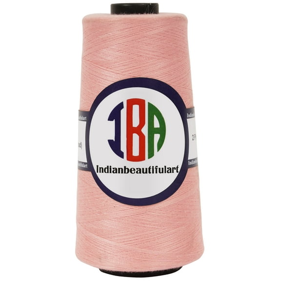 IBA Indianbeautifulart All-Purpose Sewing Thread 5000 Yard Spools 100% SpunPolyesterCone Connecting Serger Thread For DIY Crafts, Over Lock,Hand StitchingPack Of 1 (Light Pink)