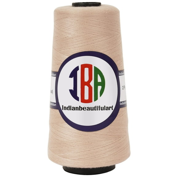 IBA Indianbeautifulart All-Purpose Sewing Thread 5000 Yard Spools 100% SpunPolyesterCone Connecting Serger Thread For DIY Crafts, Over Lock,Hand StitchingPack Of 1 (Light Peach)