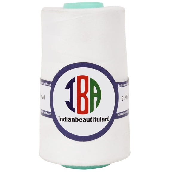 IBA Indianbeautifulart All-Purpose Sewing Thread 5000 Yard Spools 100% SpunPolyesterCone Connecting Serger Thread For DIY Crafts, Over Lock,Hand StitchingPack Of 1 (White)