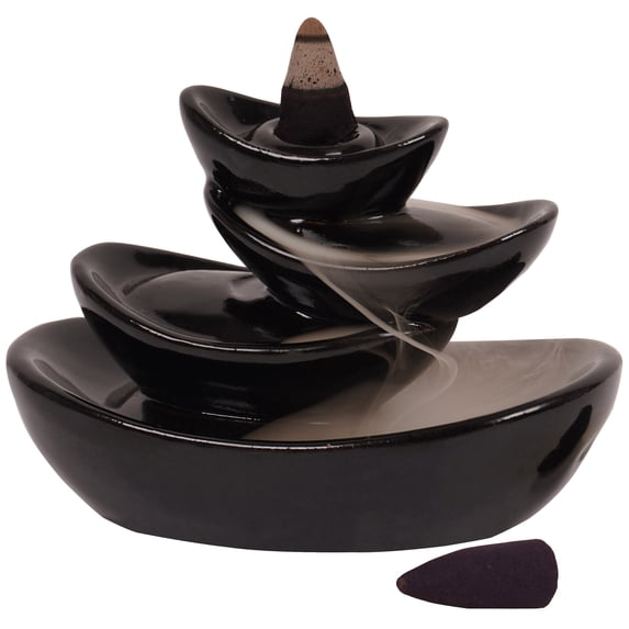 IBA Indianbeautifulart Backflow Incense Burner Waterfall Ceramic Incense Holder Home & Office Dcor Aromatherapy Ornament Cone Incense Burner