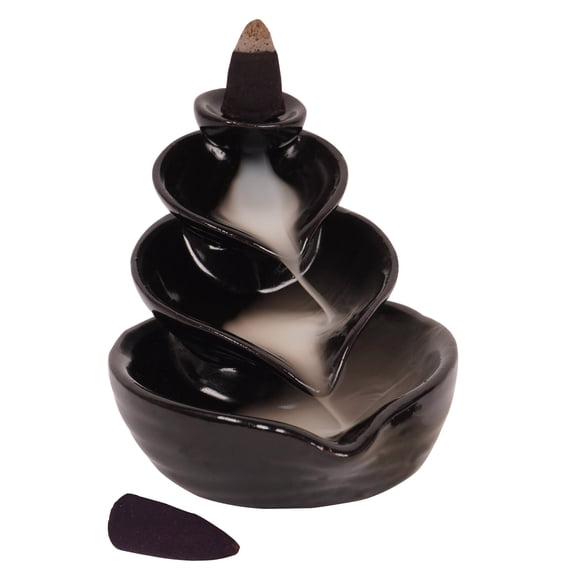 IBA Indianbeautifulart Backflow Incense Burner Waterfall Ceramic Incense Holder Home & Office Dcor Aromatherapy Ornament Cone Incense Burner