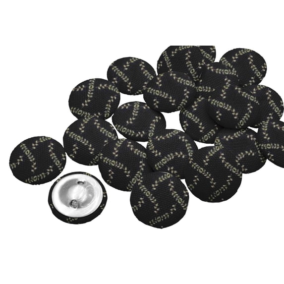 IBA Indianbeautifulart Black 2 Hole Elm Leaves Buttons Canvas Fabric Covered Buttons Cloth Embellishments For Scrapbooking Pack Of 50