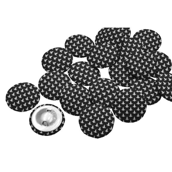 IBA Indianbeautifulart Black 25 Mm Fleur_de_lis Damask Printed Canvas Fabric Buttons Round 2 Hole Decorative Buttons For Sewing Crafting Pack Of 50