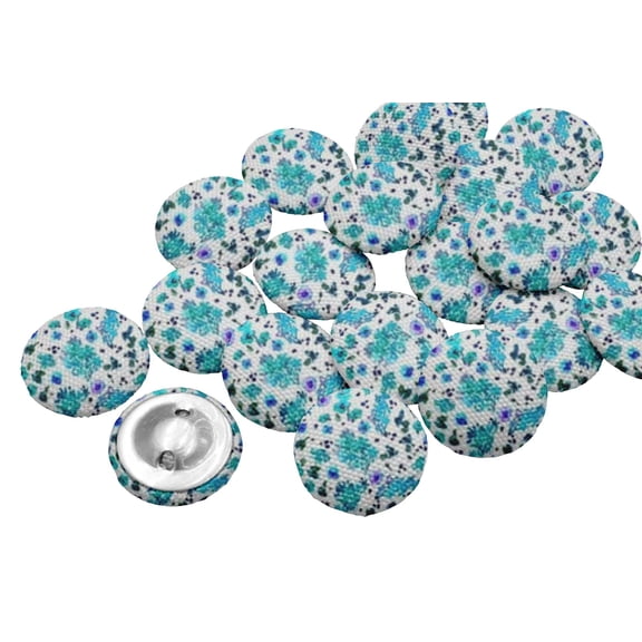 IBA Indianbeautifulart Blue 2 Holes Canvas Round Buttons For Sewing 1 Inch Flower Watercolor Printed Handmade Decorative Buttons Pack Of 50
