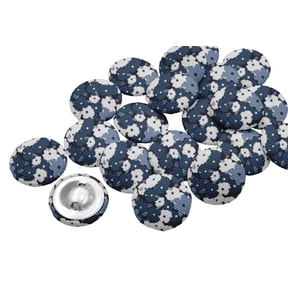 IBA Indianbeautifulart Blue 25 Mm Floral Texture Shirting Printed Canvas Fabric Buttons Round 2 Hole Decorative Buttons For Sewing Crafting Pack Of 50