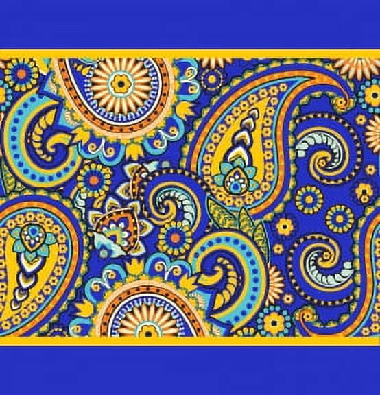 IBA Indianbeautifulart Blue Artistic Paisley Printed Ribbon&nbsp;Trim&nbsp;9 Yards Velvet Fabric Laces For Crafts Sewing Accessories 3 Inches