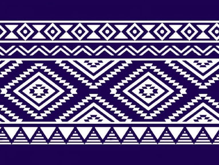 IBA Indianbeautifulart Blue Aztec Geometric Fabric Laces For Crafts Printed Velvet&nbsp;Trim&nbsp;Fabric Sewing Border Ribbon&nbsp;Trims&nbsp;9 Yards 4 Inches