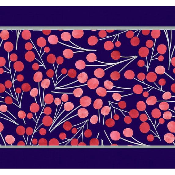 IBA Indianbeautifulart Blue Berries Fruits Fabric Laces For Crafts Printed Velvet Trim Fabric Sewing Border Ribbon Trims 9 Yards 4 Inches