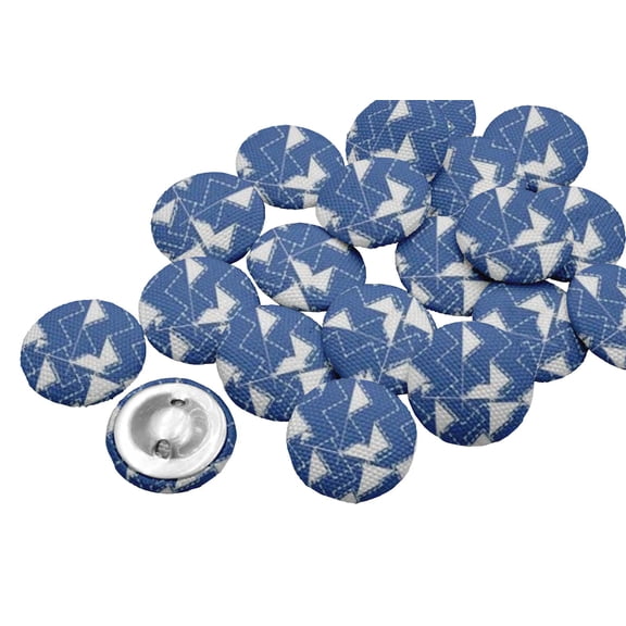 IBA Indianbeautifulart Blue Decorative Buttons For Sewing Crafting Shapes Geometric Shirting Printed Canvas Fabric&nbsp;1 Inch Buttons For Sewing Pack Of 50