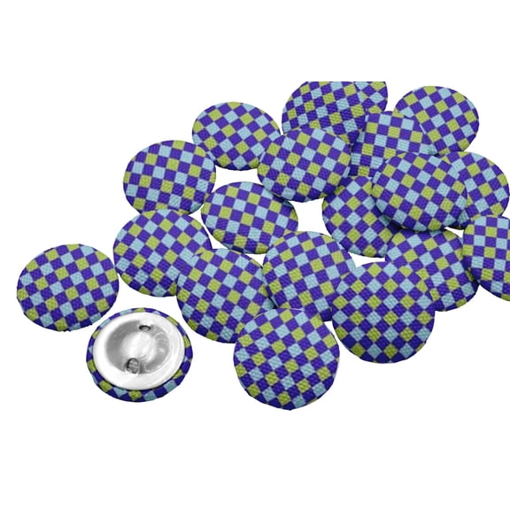 IBA Indianbeautifulart Blue Diamond Geometric Decorative Buttons For Sewing Crafting&nbsp;Handmade Button Canvas Fabric Buttons 25 Mm Pack Of 50