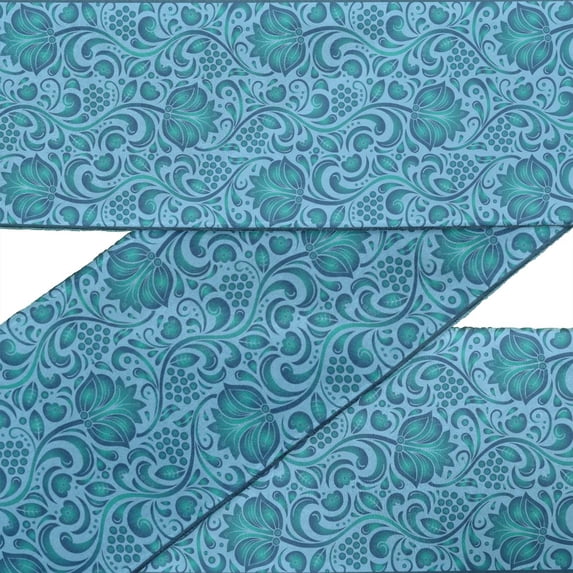 IBA Indianbeautifulart Blue Dot|Leaves & Floral Artistic Fabric Lace Dressmaking Dupion Trim Tape Printed Sewing Lace By 9 Yard 3 Inches