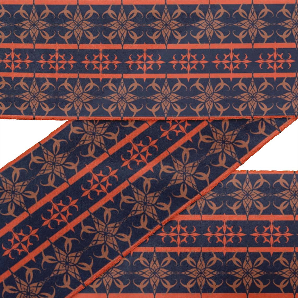 IBA Indianbeautifulart Blue Flower Artistic Printed Ribbon&nbsp;Trim&nbsp;By 9 Yard Dupion Fabric Laces For Crafts Sewing Accessories 4 Inches