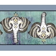 thumbnail image 1 of IBA Indianbeautifulart Blue Tribal Elephant Face Animal Fabric Lace Dressmaking Velvet&nbsp;Trim&nbsp;Tape Printed Sewing Lace 9 Yards 4 Inches, 1 of 2