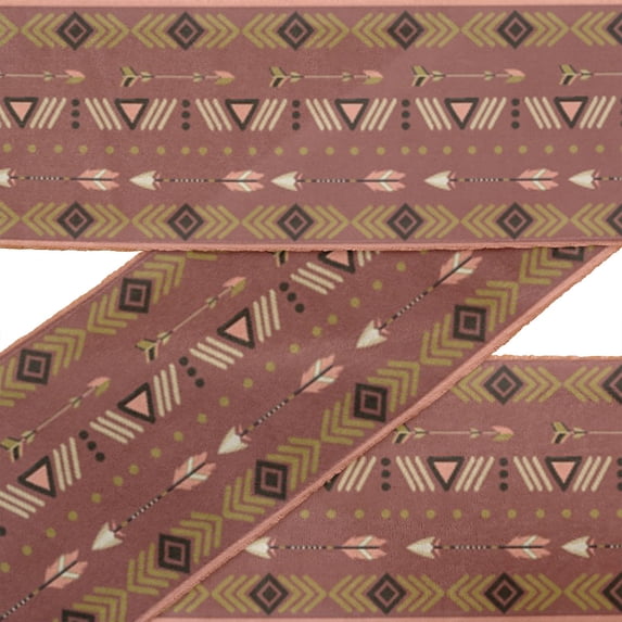 IBA Indianbeautifulart Brown Dot,Arrow & Triangle Geometric Ribbon Trim Tape Fabric Laces For Crafts Printed Velvet Trim 9 Yards Sewing Accessories 2 Inches