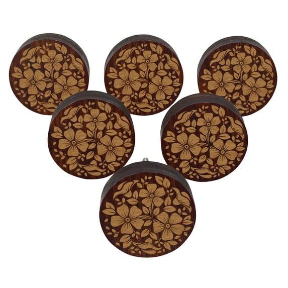 IBA Indianbeautifulart Brown Engraved Knobs Furniture Knobs Cabinet Drawer Pull Pack 10
