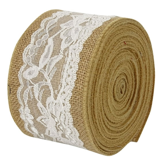 IBA Indianbeautifulart Burlap Ribbon For Diy Wedding Embellishments Gift Wrap Lace Wired Jute Trim Home Decor 10 Yard-3 Inches