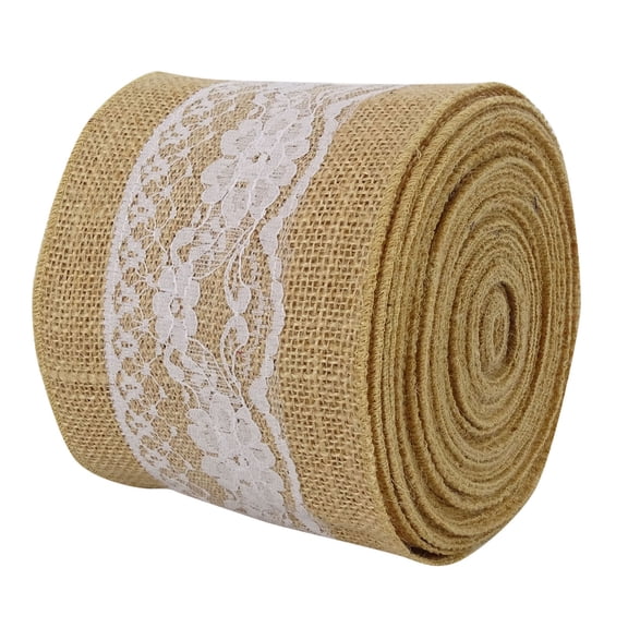 IBA Indianbeautifulart Burlap Ribbon For Diy&nbsp;Wedding Home Decoration Gift Wrap Crafting Lace Wired Jute Trim 10 Yards-4 Inches