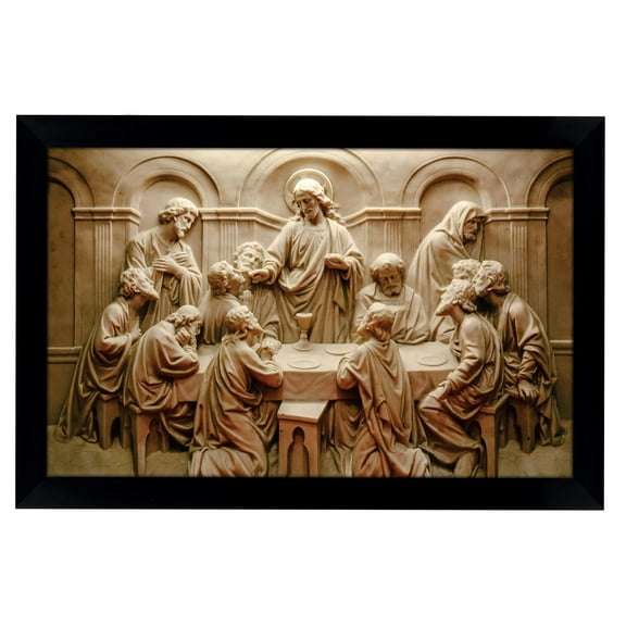 IBA Indianbeautifulart Christ Picture Marble Artwork The Last Supper Wall Art Living Room Decor Jesus Prints Poster With Frame Ready To Hang Frame