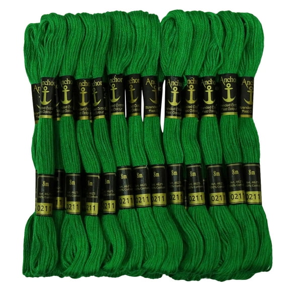 IBA Indianbeautifulart Cross Stitch Hand Embroidery Thread Stranded Cotton Craft Sewing Floss 25 Skeins-Green