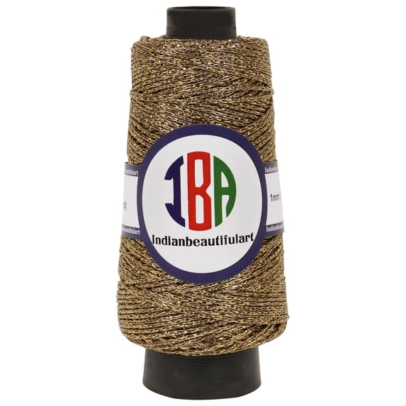 IBA Indianbeautifulart Embroidery DoriMetallic Brown290 Meter Cord Thread Handmade DIY Craft, Jewelry 1mm Glitter Thread Pack Of 1