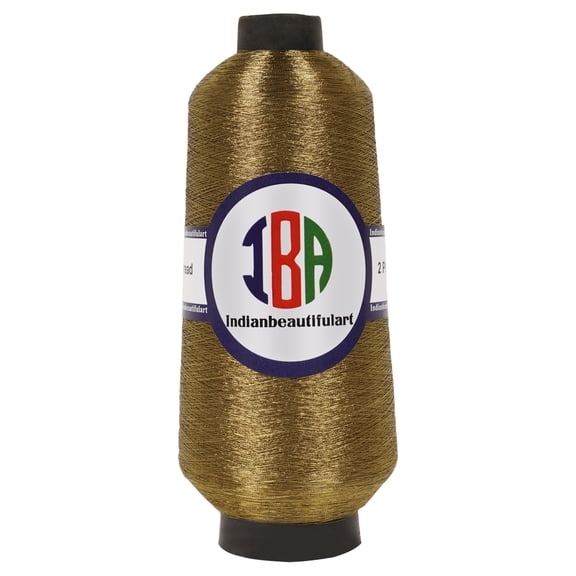 IBA Indianbeautifulart EmbroideryZari2 ply Thread For Sewing MachineTawny BrownMetallicThread ForEmbroideryNeedle Work 5000M Spool