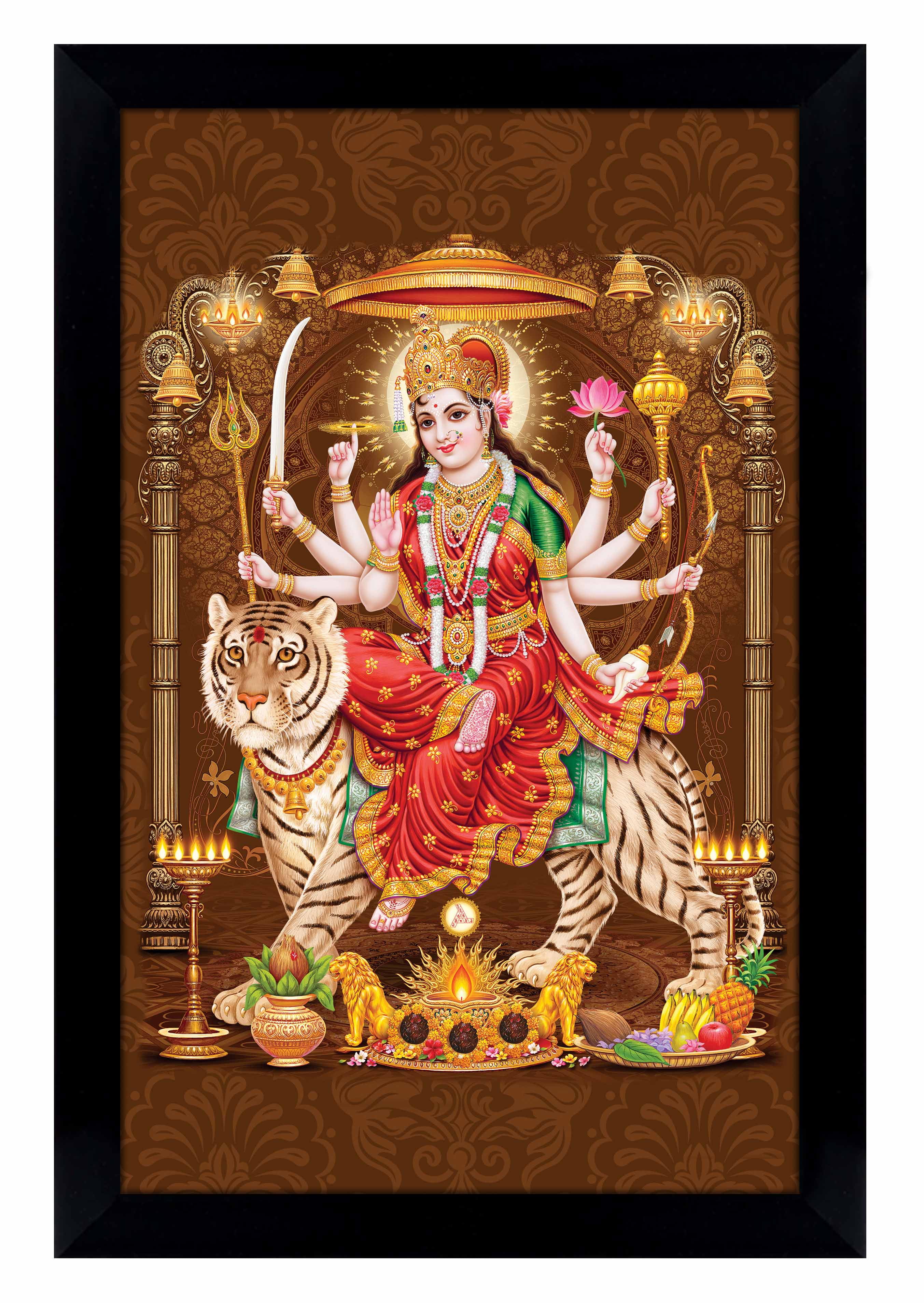 IBA Indianbeautifulart Goddess Durga Picture Frame Religious Poster ...