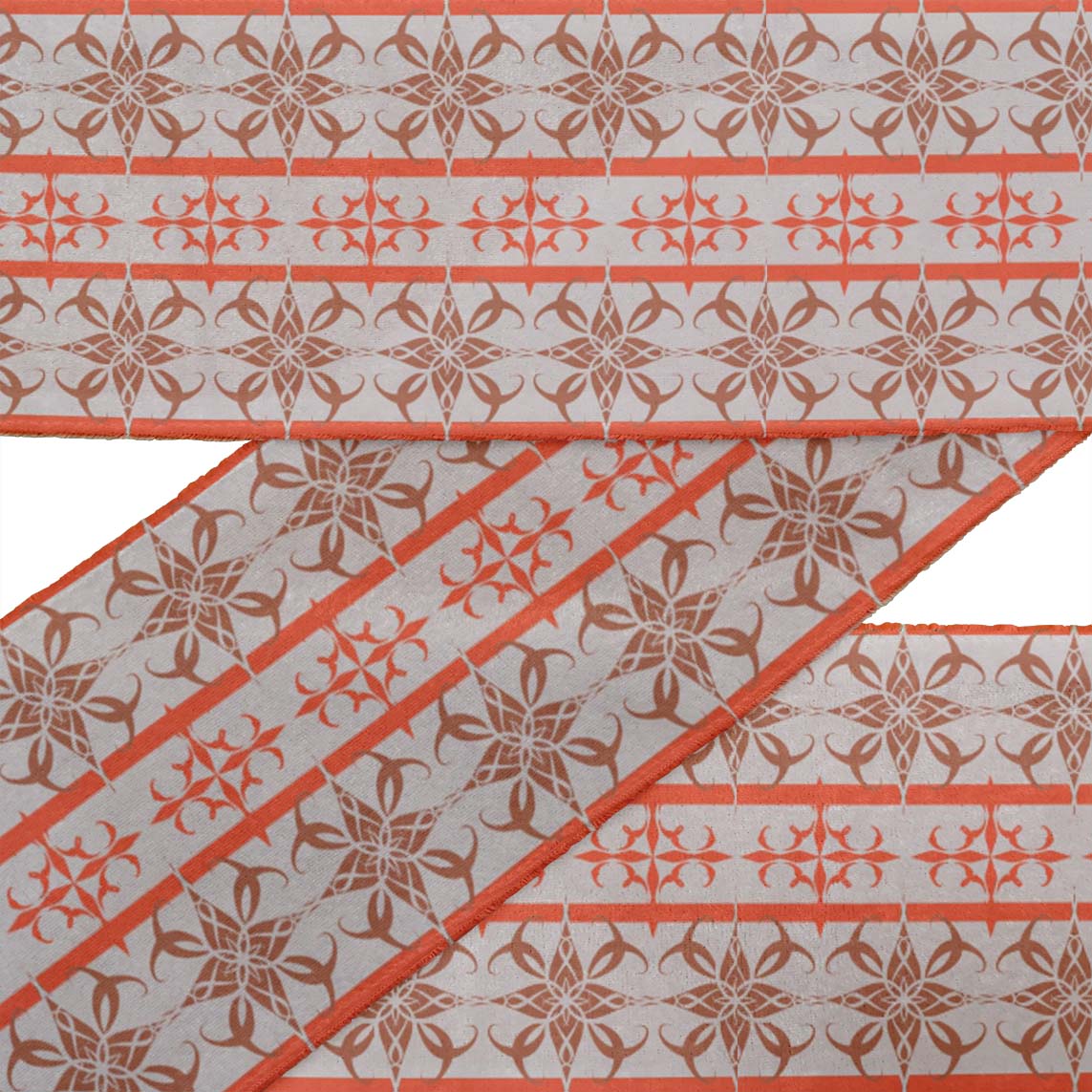IBA Indianbeautifulart Gray Flower Artistic Ribbon&nbsp;Trim&nbsp;Tape Fabric Laces For Crafts Printed Dupion&nbsp;Trim&nbsp;By 9 Yard Sewing Accessories 3 Inches