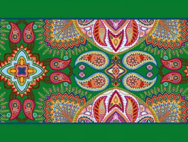 IBA Indianbeautifulart Green Artistic Paisley Fabric Lace Dressmaking Velvet&nbsp;Trim&nbsp;Tape Printed Sewing Lace 9 Yards 3 Inches