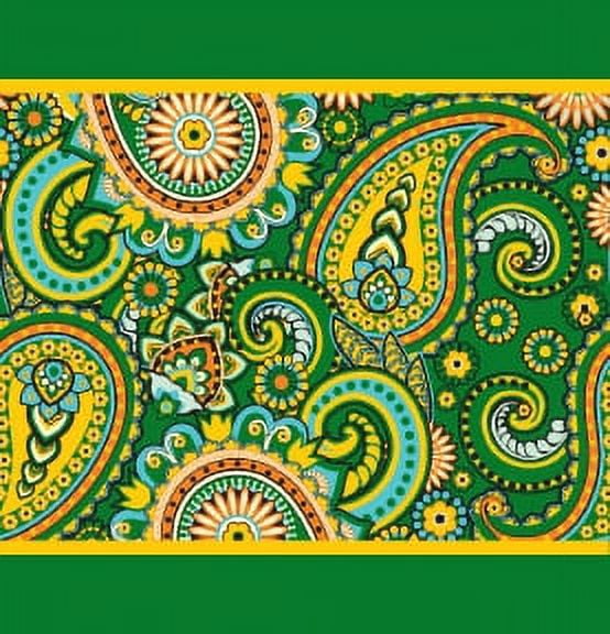 IBA Indianbeautifulart Green Artistic Paisley Fabric Laces For Crafts Printed Velvet&nbsp;Trim&nbsp;Fabric Sewing Border Ribbon&nbsp;Trims&nbsp;9 Yards 4 Inches