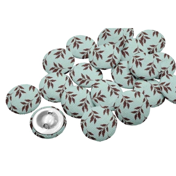 IBA Indianbeautifulart Green Decorative Buttons For Sewing Crafting Elm Leaves Printed Canvas Fabric 1 Inch Buttons For Sewing Pack Of 50