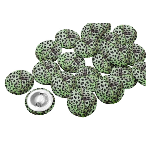 IBA Indianbeautifulart Green Decorative Buttons For Sewing Crafting Leopard Animal Printed Canvas Fabric&nbsp;1 Inch Buttons For Sewing Pack Of 50
