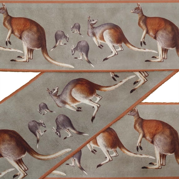 IBA Indianbeautifulart Green Kangaroo Animal Fabric Laces For Crafts Printed Velvet&nbsp;Trim&nbsp;Fabric Sewing Border Ribbon&nbsp;Trims&nbsp;9 Yard 4 Inches