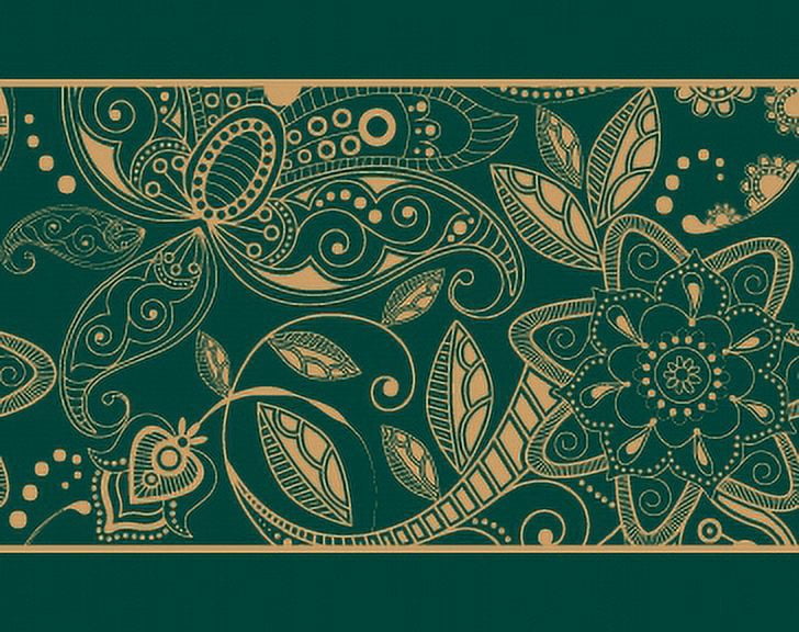IBA Indianbeautifulart Green Leaves & Floral Artistic Fabric Lace Dressmaking Velvet&nbsp;Trim&nbsp;Tape Printed Sewing Lace 9 Yards 4 Inches