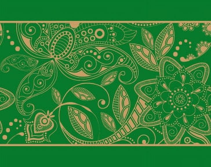 IBA Indianbeautifulart Green Leaves & Floral Artistic Printed Ribbon&nbsp;Trim&nbsp;9 Yards Velvet Fabric Laces For Crafts Sewing Accessories 3 Inches