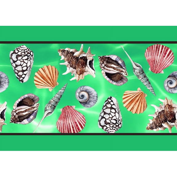 IBA Indianbeautifulart Green Shells Ocean Ribbon Trim Tape Fabric Laces For Crafts Printed Velvet Trim 9 Yards Sewing Accessories 3 Inches