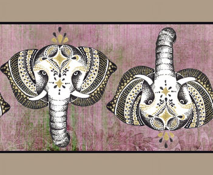 IBA Indianbeautifulart Green Tribal Elephant Face Animal Velvet&nbsp;Trim&nbsp;Fabric Sewing Fabric Lace Dressmaking Printed Sewing Lace 9 Yards 4 Inches