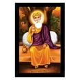 thumbnail image 1 of IBA Indianbeautifulart Guru Nanak Dev Ji Sitting Under Tree And Giving Blessings Sikh Religious Poster With Frame Wooden Photo Frame Ready To Hang, 1 of 7