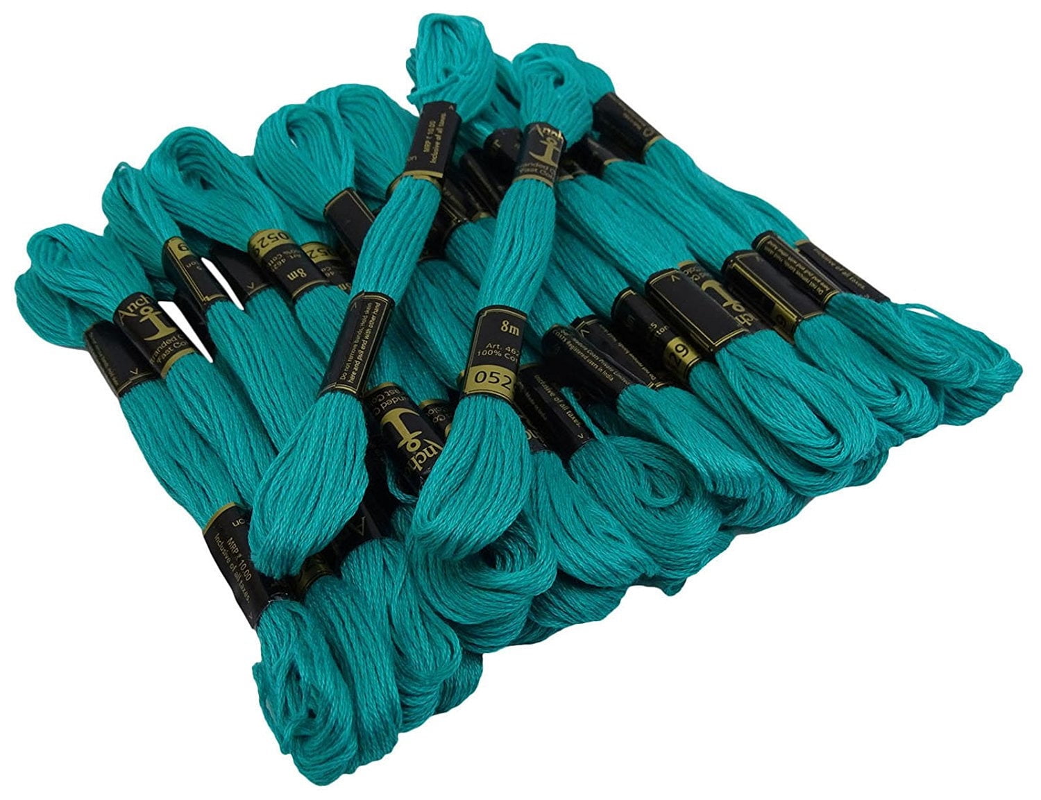 Anchor Stranded Cotton Embroidery Thread - Pack Of 25 Skeins, Green, 8 Meters Each, For Hand Stitching