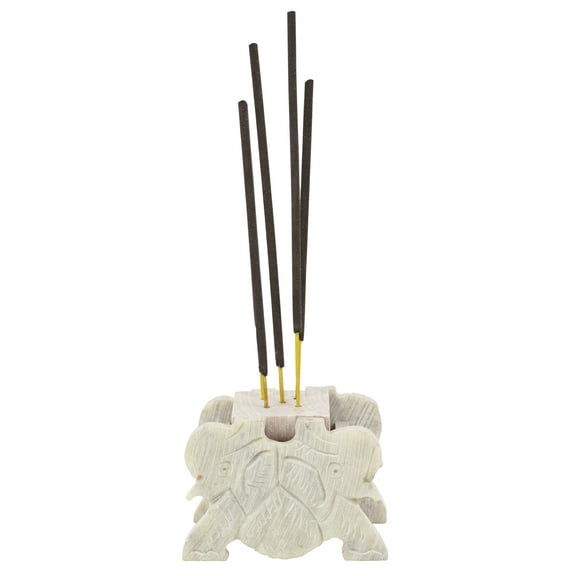 IBA Indianbeautifulart Handmade Stone Incense Stick Burner | Candle Stick Holder | Tea Light Burner , Perfect Elephant Carving for Gifting- Decorative Home and Kitchen Decor (2.6x 1.8 Inches)