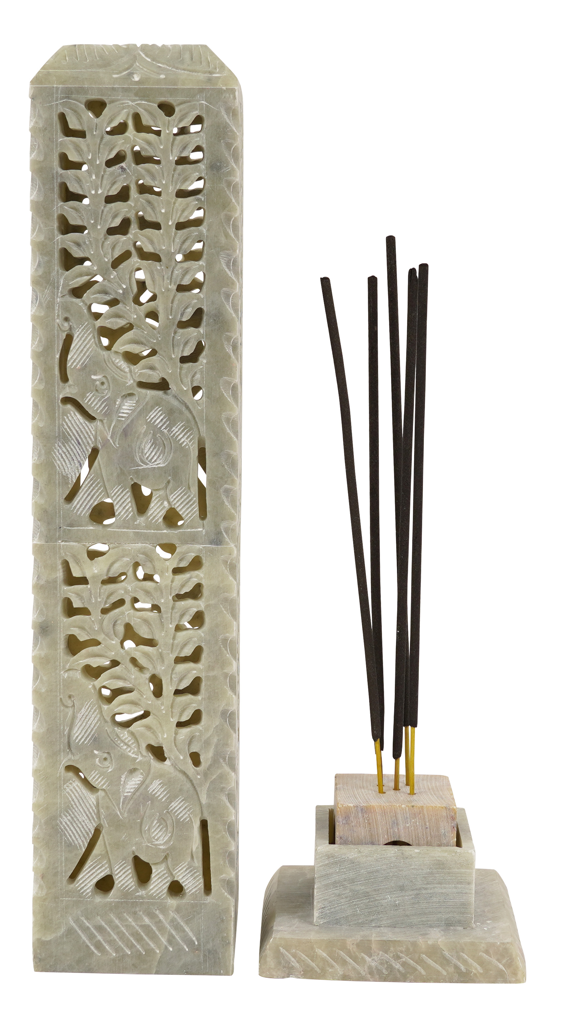 IBA Indianbeautifulart Handmade Stone Incense Stick Burner | Candle Stick Holder | Tea Light Burner , Perfect Elephant Carving for Gifting- Decorative Home and Kitchen Decor (10.5x 2.2 Inches)