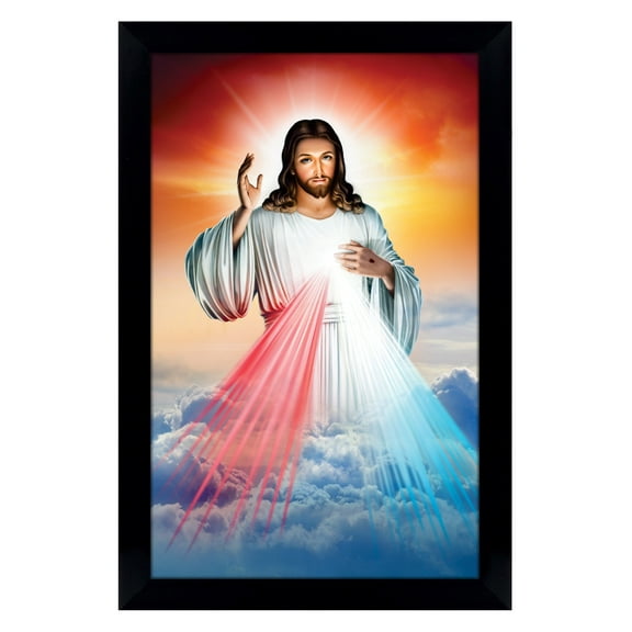 IBA Indianbeautifulart JesusPicture Frame Religious Poster Black Wall Frame Deity Photo Frame Wall DecorFor Home/Office/Temple