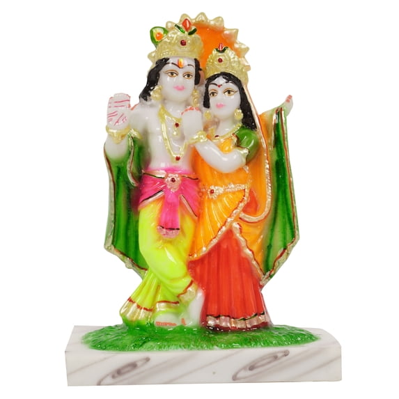 IBA Indianbeautifulart Kamdhenu Lord Radha Krishna Statue Figurine Auspicious Hindu Deity Resin For Worship Idol For Car Dashboard-1S