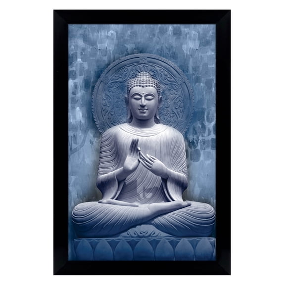 IBA Indianbeautifulart Lord Buddha In Meditation Poses Digital Prints Poster With Frame For Living Room Home Decor Religious Frame Wooden Frame For Wall Decor