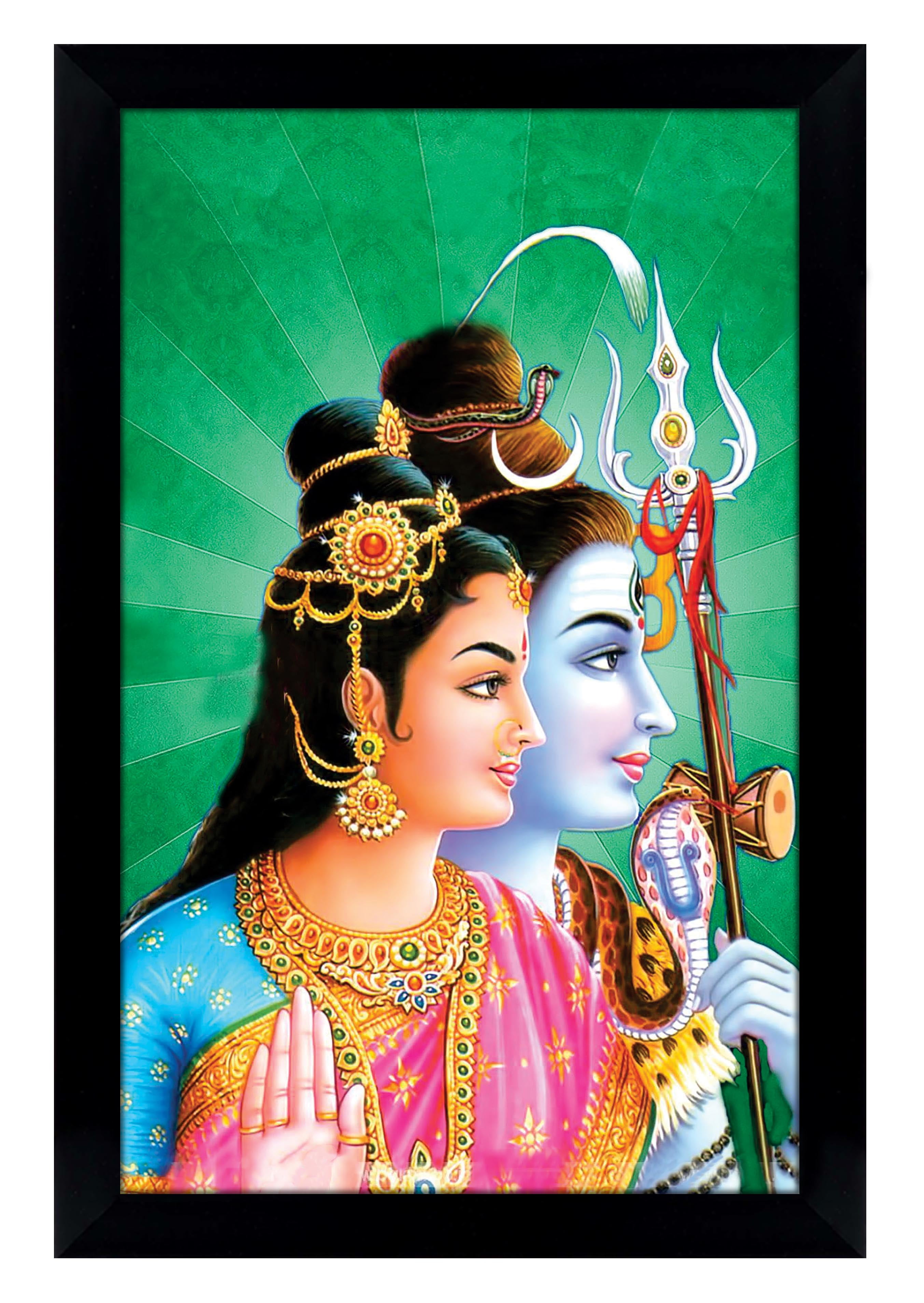 IBA Indianbeautifulart Lord Shiva \u0026 Parvati Picture Frame Religious Poster  Black Wall Frame Deity Photo Frame Wall Decor\u0026nbsp;For Home/ Office/  Temple-12 x 18 Inches - Walmart.com, image size:2706x3814