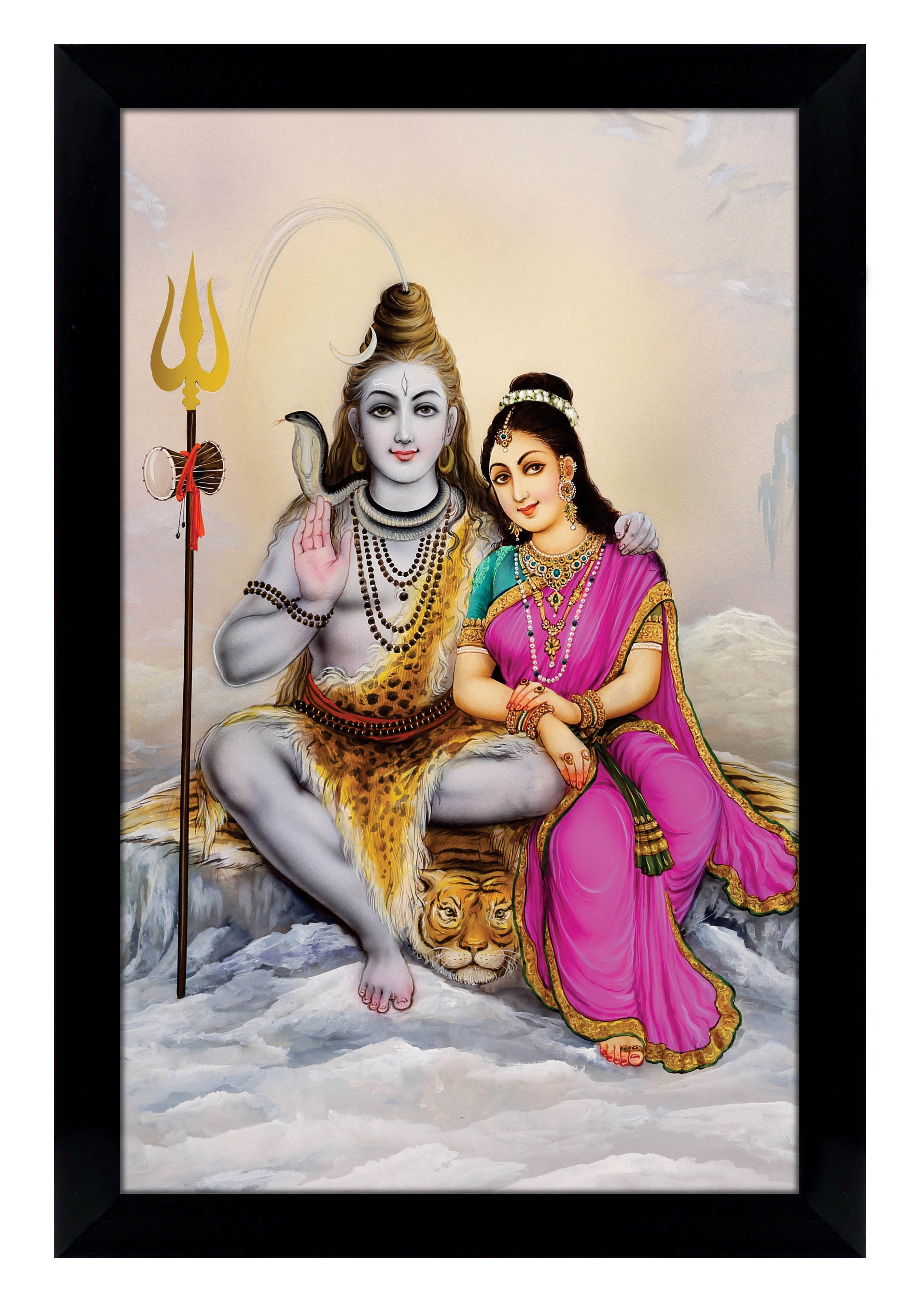 IBA Indianbeautifulart Lord Shiva \u0026 Parvati Picture Frame Religious Poster  Black Wall Frame Deity Photo Frame Wall Decor\u0026nbsp;For Home/ Office/  Temple-6 x 8 Inches - Walmart Business Supplies, image size:2706x3814