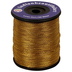 IBA Indianbeautifulart Lurex Dori Thread Embroidery Dori 1mm Metallic Gold Cord 150 Meter Spool Pack Of 1 Metallic Tinsel Cord Rope