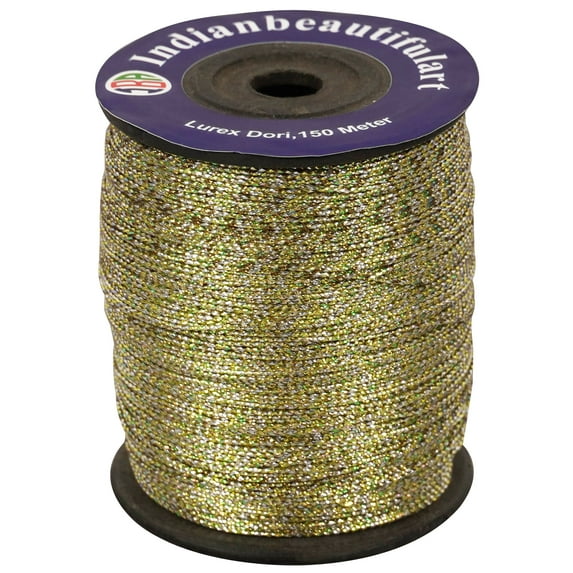 IBA Indianbeautifulart Lurex Dori Thread Embroidery Dori 1mm Metallic Light Green Cord 150 Meter Spool Pack Of 1 Metallic Tinsel Cord Rope